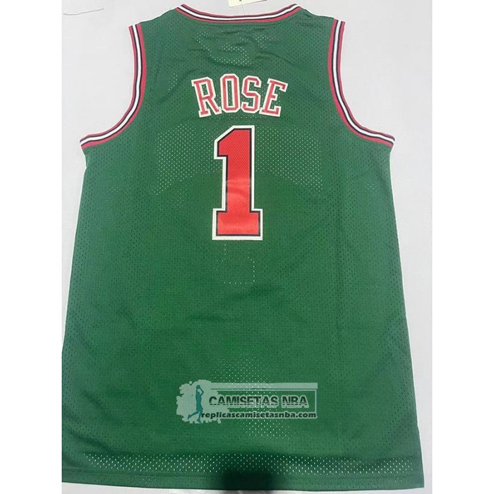Camiseta Chicago Bulls Derrick Rose NO 1 Mitchell & Ness 2008-09 Verde2